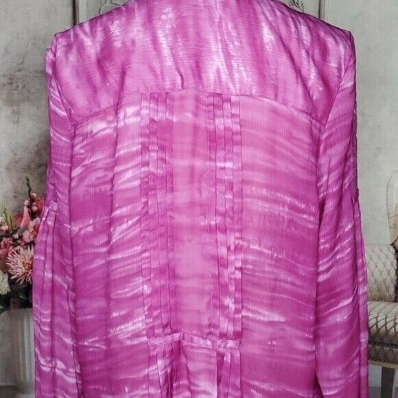 𝅺LANE Bryant Pink Mock Neck Ruffle Front Long Sleeve Tunic Top Plus Size 14/16 - Picture 12 of 14